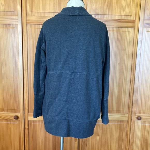 Eddie Bauer Small Gray Camp Fleece Wrap Cadigan Athleisure Casual Thumb Holes - Picture 4 of 9